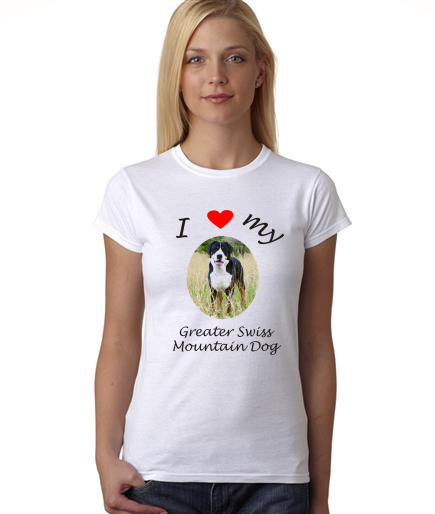 Dogs - I Heart My Greater Swiss Mountain Dog on Womans Shirt